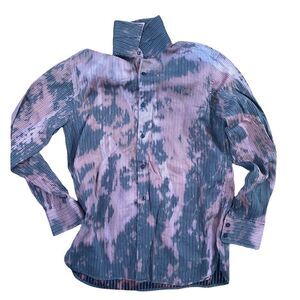 Mens Perry Ellis button down shirt. L/S custom,Tye Die, Size Small drk gray